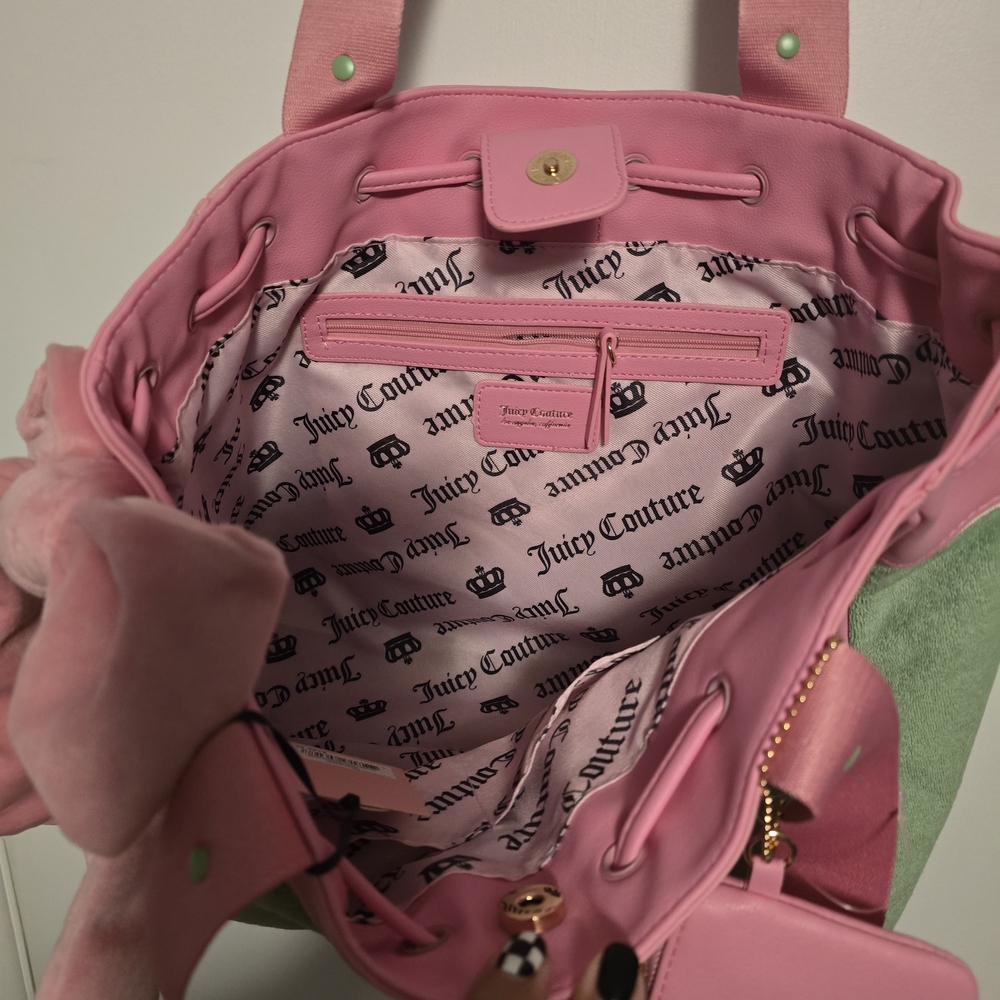 Juicy Couture Pink and Green Strawberry Accent Tote - Picture 3 of 3